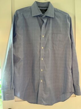 Lauren Ralph Lauren 16.5 34/35 Blue Micro-Check Dress Shirt